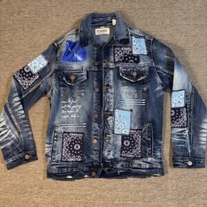 FWRD Denim Jeans Women’s Bandanapatchwork Jacket 14-16 Blue
